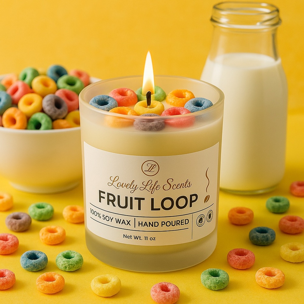 Fruit Loop Scented 11oz Premium Soy Wax Candle from Lovely Life Scents - Picture 4 of 5